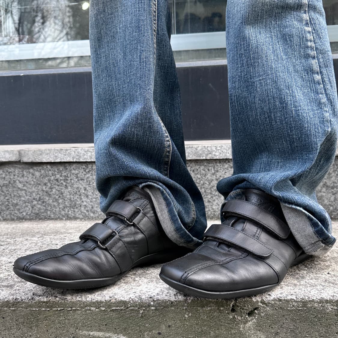 00s 레어 빈티지 프라다 스포츠 벨크로 가죽 스니커즈 상품이미지8