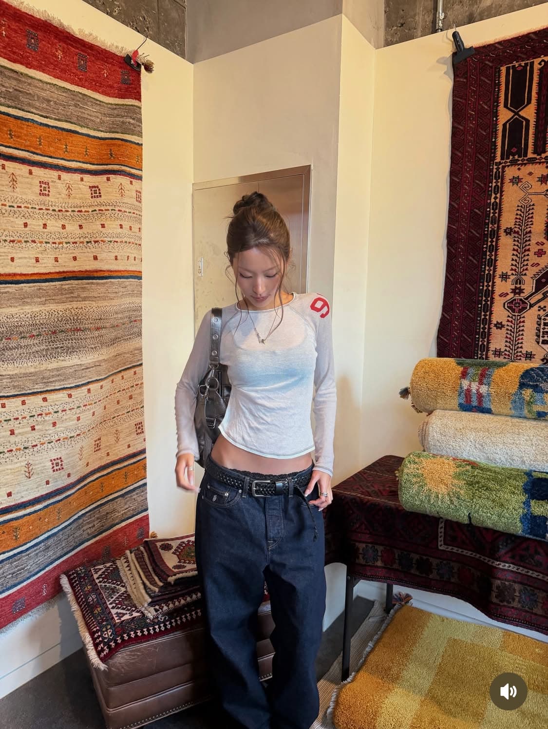 세미 시스루 콤비 티셔츠S 상품이미지2