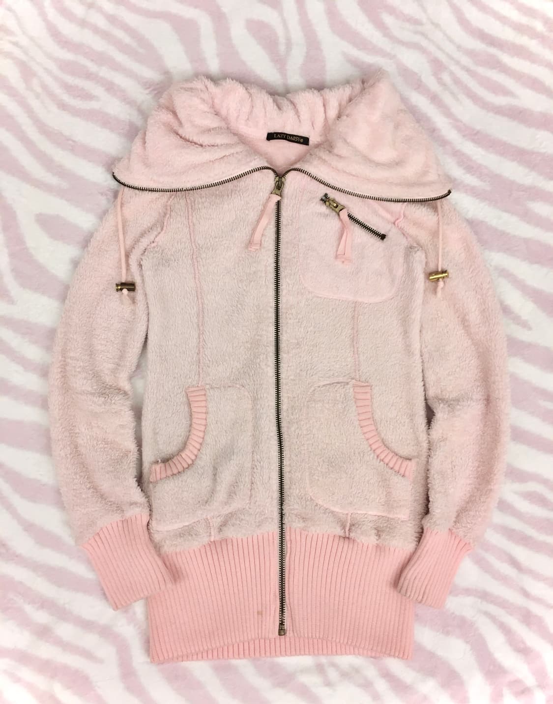 연핑크 하이넥 빅카라 퍼 집업 히메갸루 핀터레스트 Y2K 펑크 상품이미지7