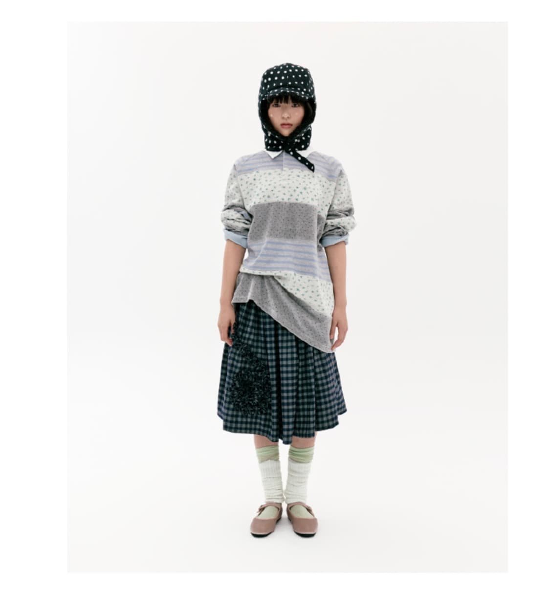 FRILL CHECK BANDING SKIRT (BLACK) 상품이미지1