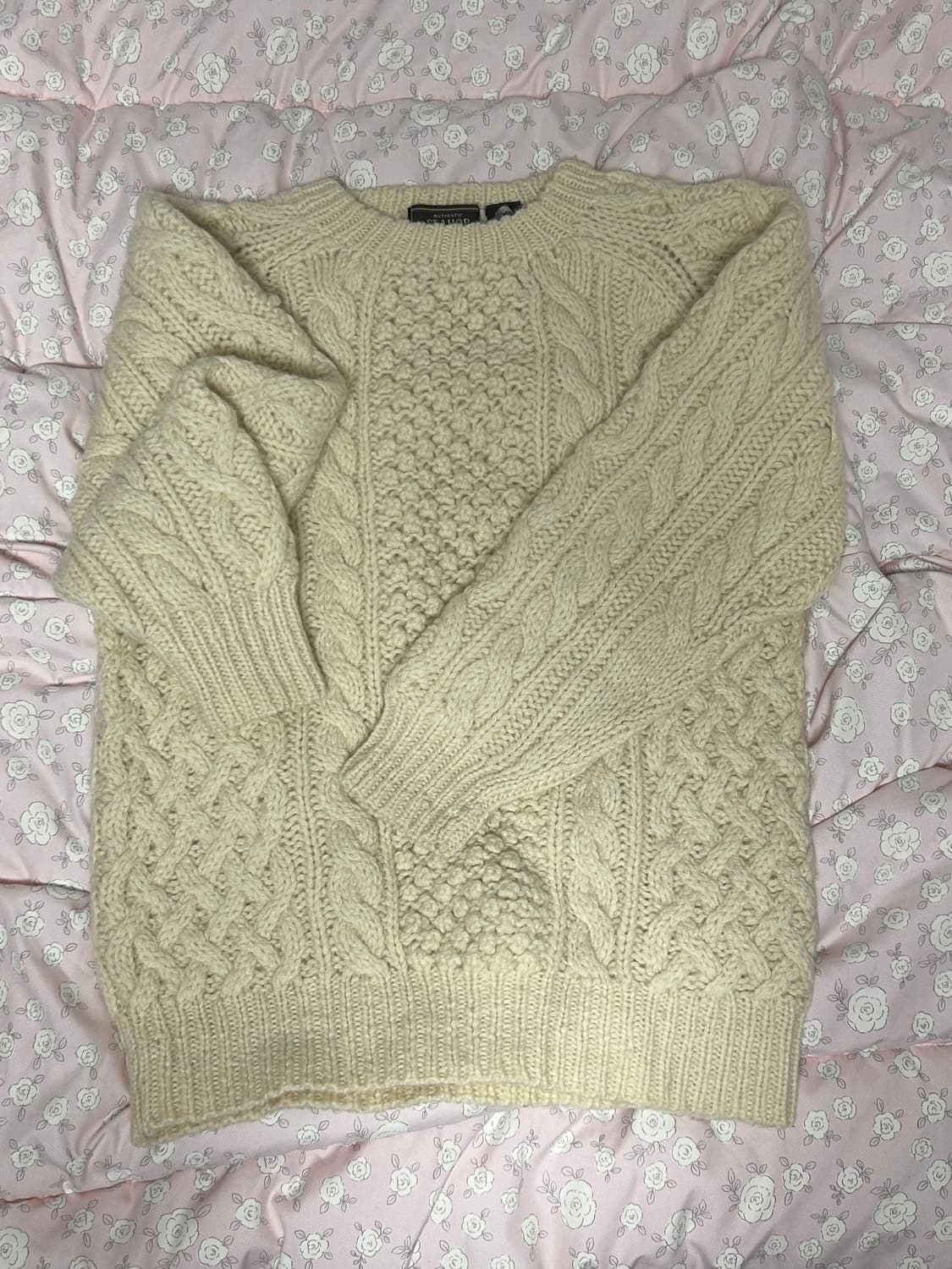 아이보리 베이지 꽈배기 피셔맨 울100니트 상품이미지4