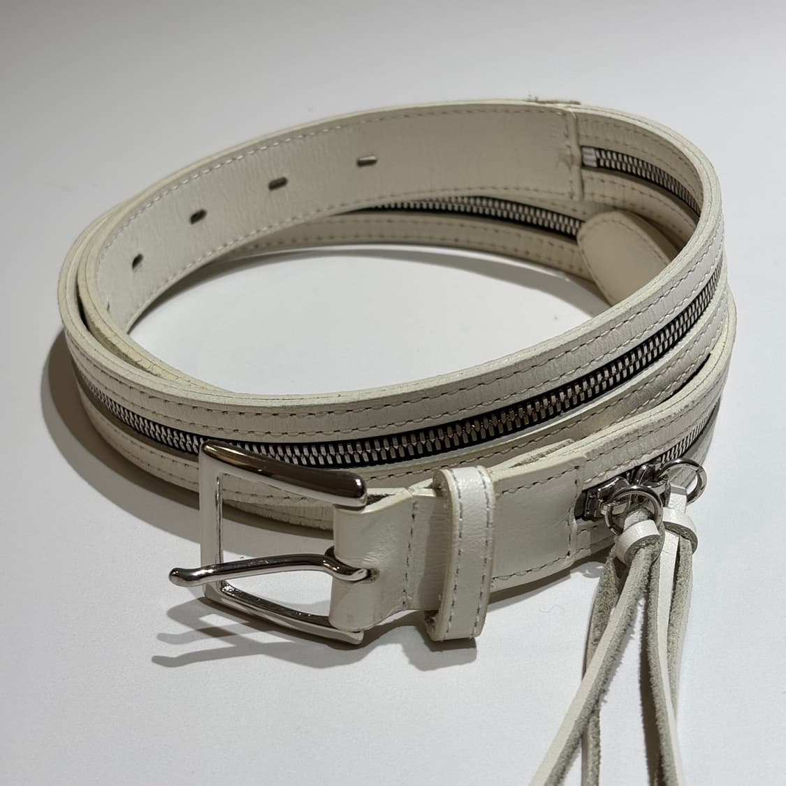 요지 야마모토 와이즈 zip 화이트 벨트 상품이미지1