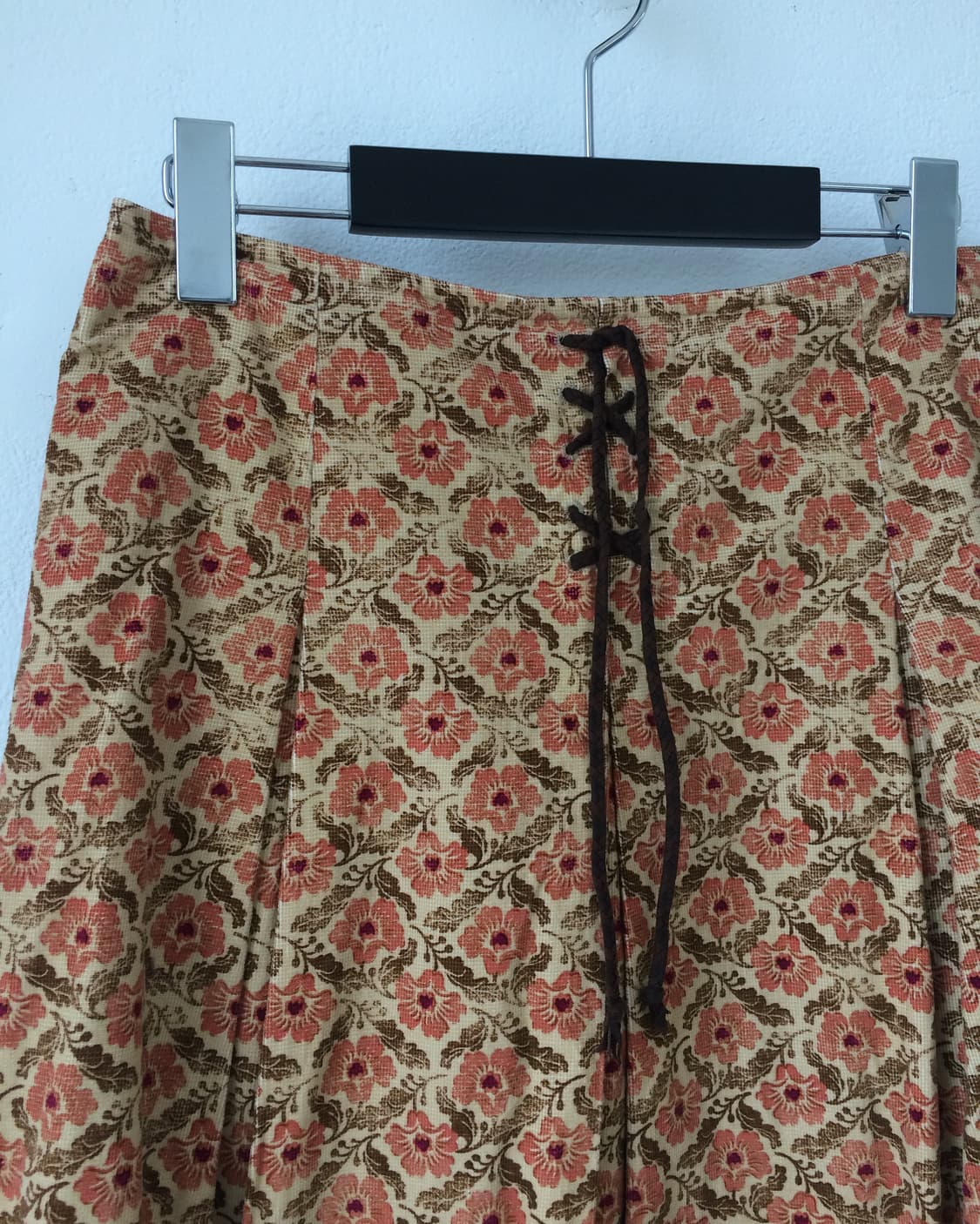 Lace up point flower pattern pleats skir 상품이미지4