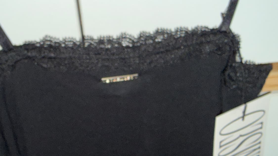 보헴서 블랙 레이스 슬리브리스 끈나시 이너웨어텐셀골지니트슬림검정색홀터넥퀘 상품이미지6