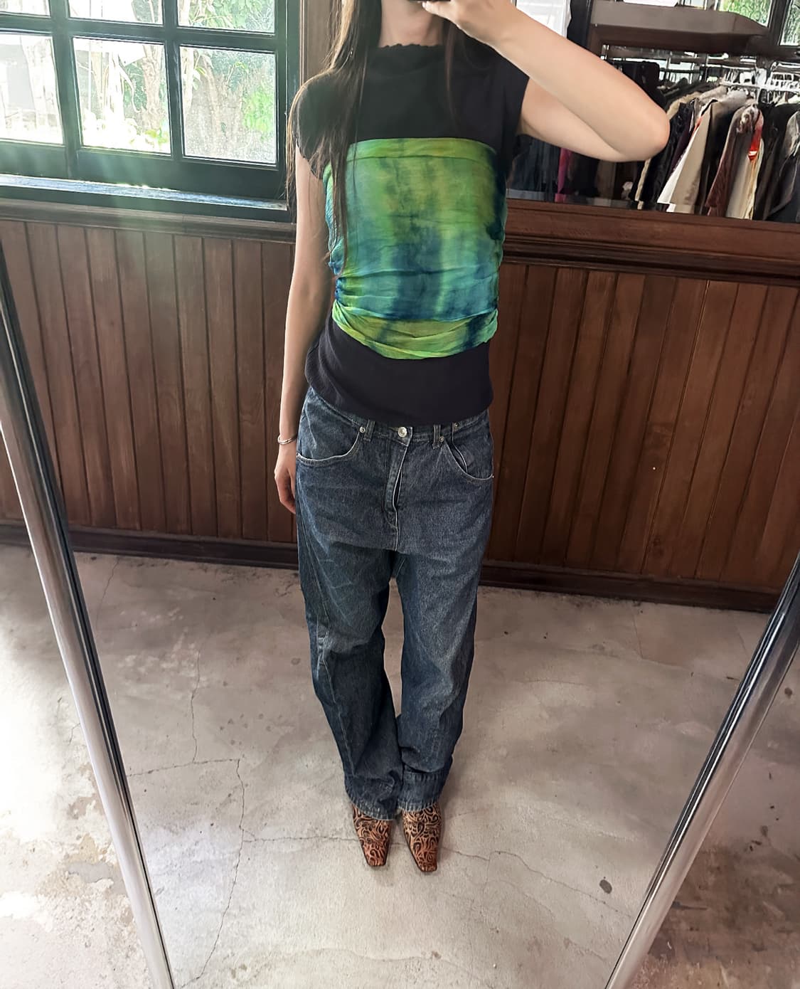 JPV green printed scarf 상품이미지1
