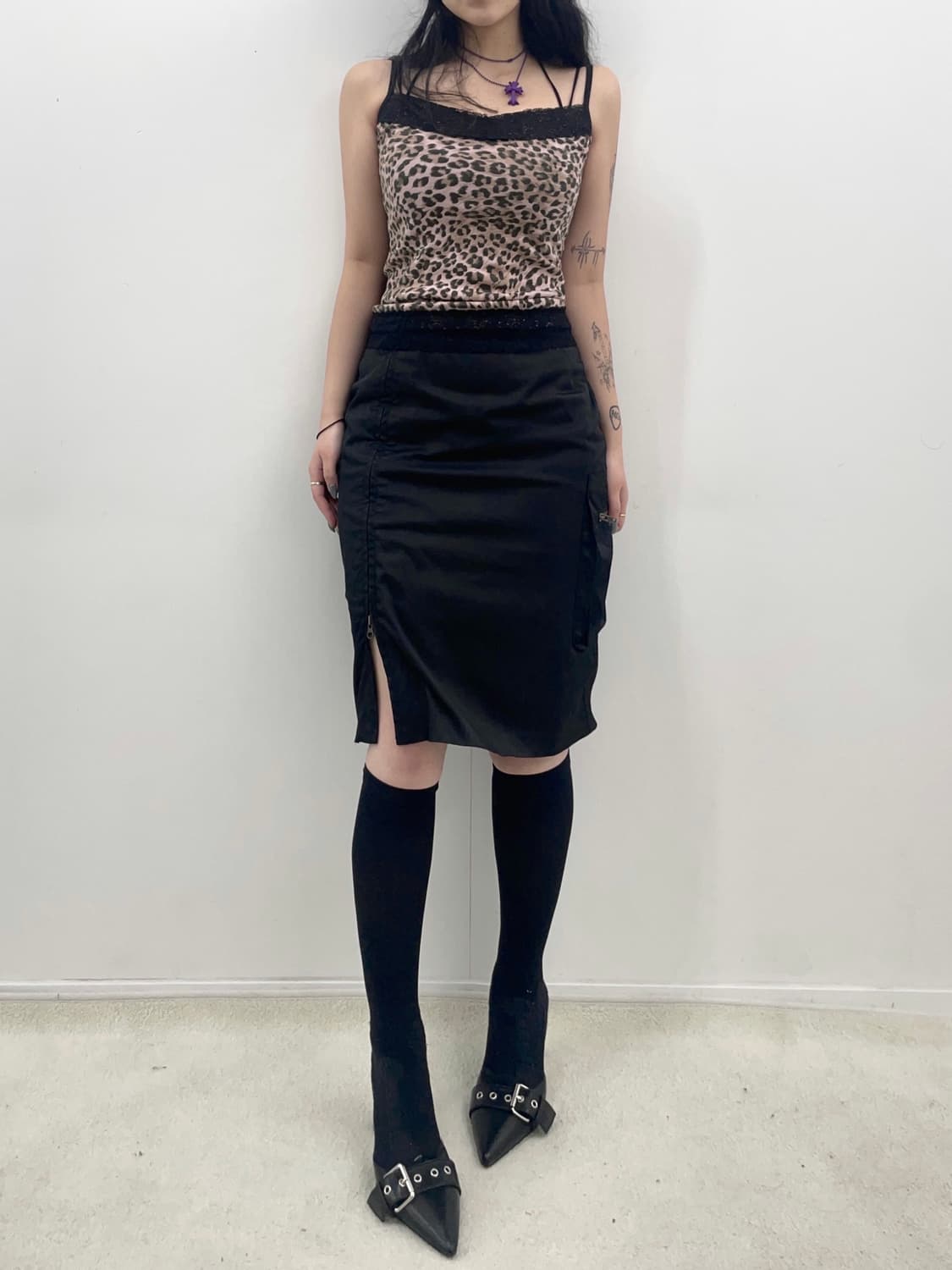 Zipper Black details cargo skirt 상품이미지1