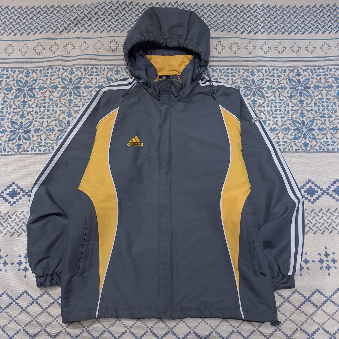아디다스 태권도 00s 그레이 옐로우 배색 삼선 히든지퍼 바람막이 상품이미지4