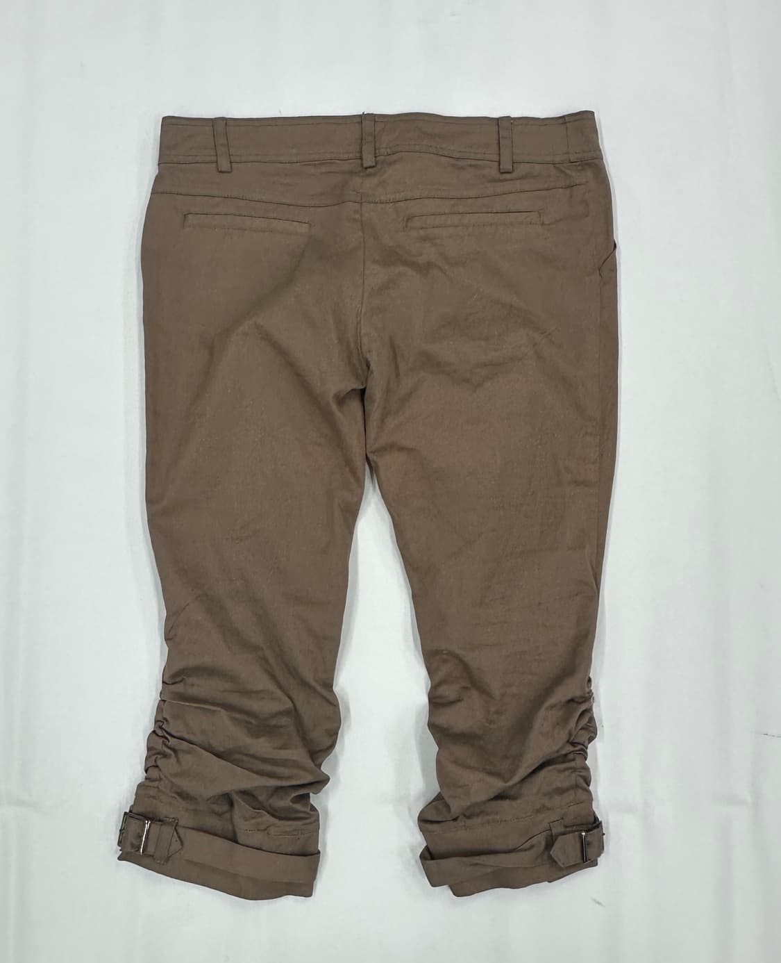 y2k 핀터 벨트 로우라이즈 7부 팬츠 일본 빈티지 셔링 베이지 브라운 상품이미지4