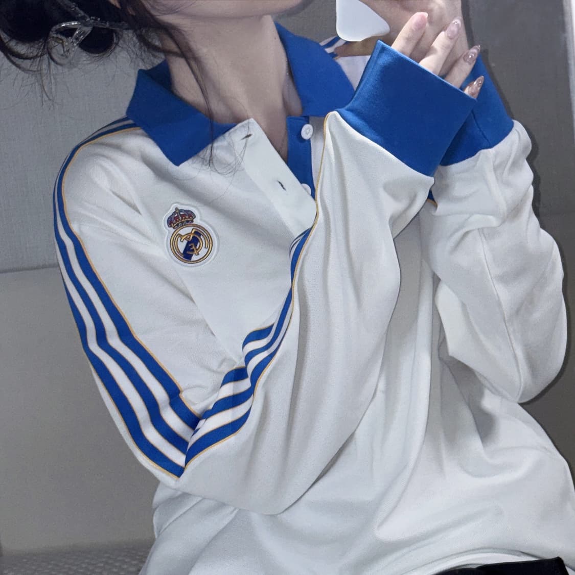 [새상품] 아디다스 레알마드리드 긴팔 폴로 셔츠 블루 화이트 m 상품이미지2