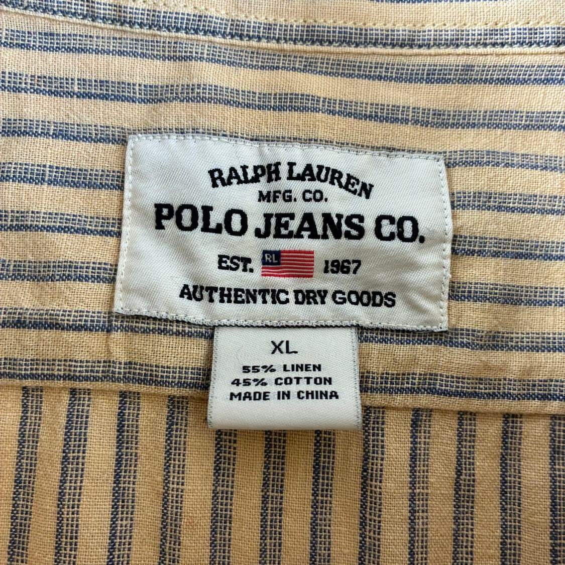 Polo  폴로 진스 린넨 코튼 베이지 스트라이프 워크 셔츠  상품이미지5