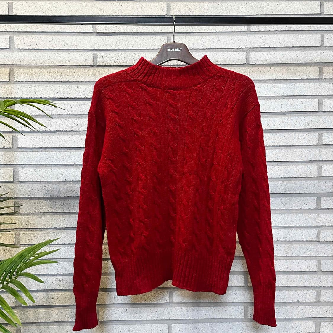 45rpm 케이블 하프넥 울 니트 롱 시보리 디테일 레드 상품이미지2