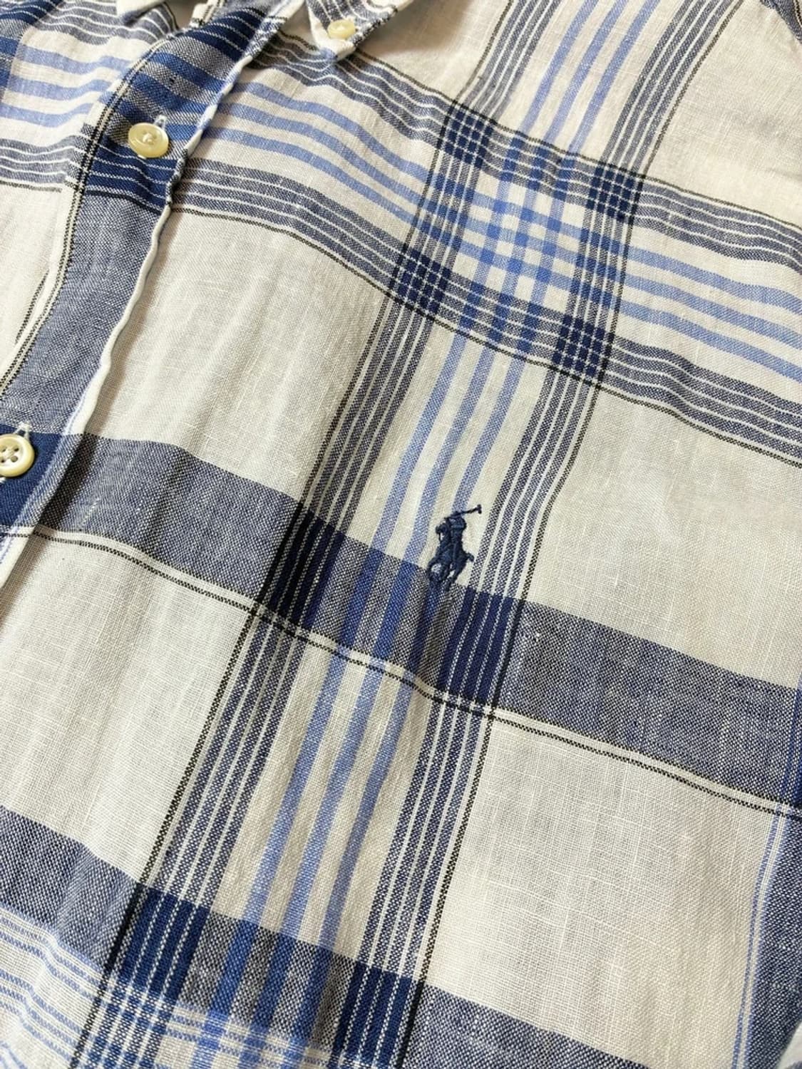 폴로 랄프로렌 큐알 100% 린넨 클래식 체크 셔츠 PN7453 상품이미지3