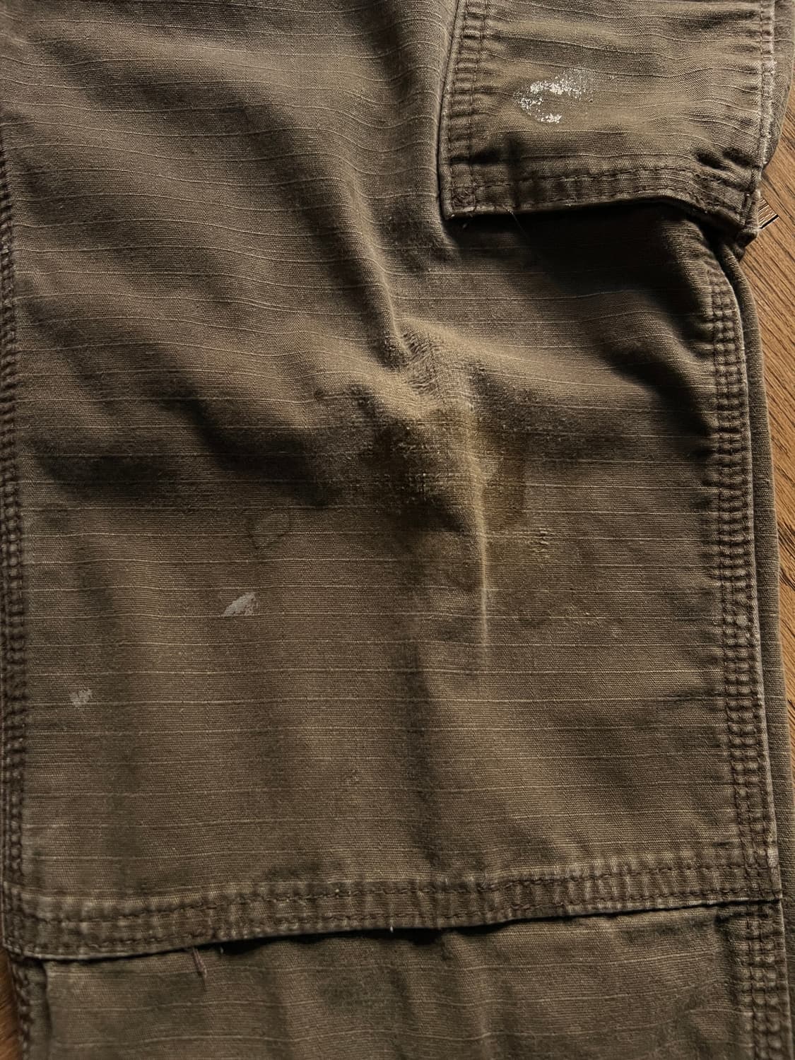 [32]칼하트 USA 더티워싱 다크커피 립스탑 더블니 워크 카고 팬츠 상품이미지5