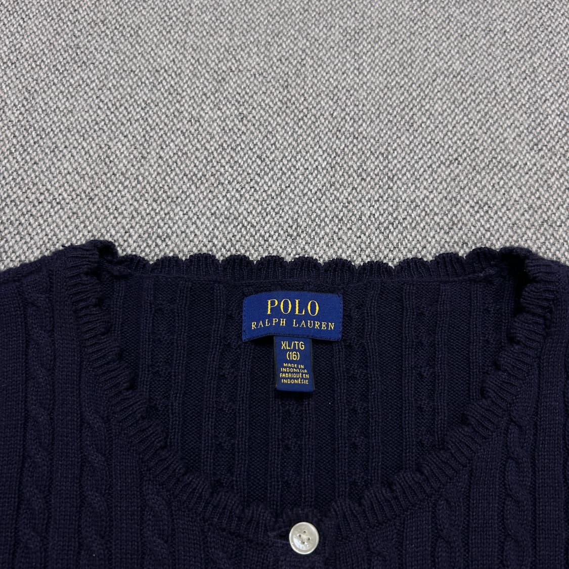 폴로 네이비 우먼스 핑크포니 케이블 가디건(XL(16)) 상품이미지3