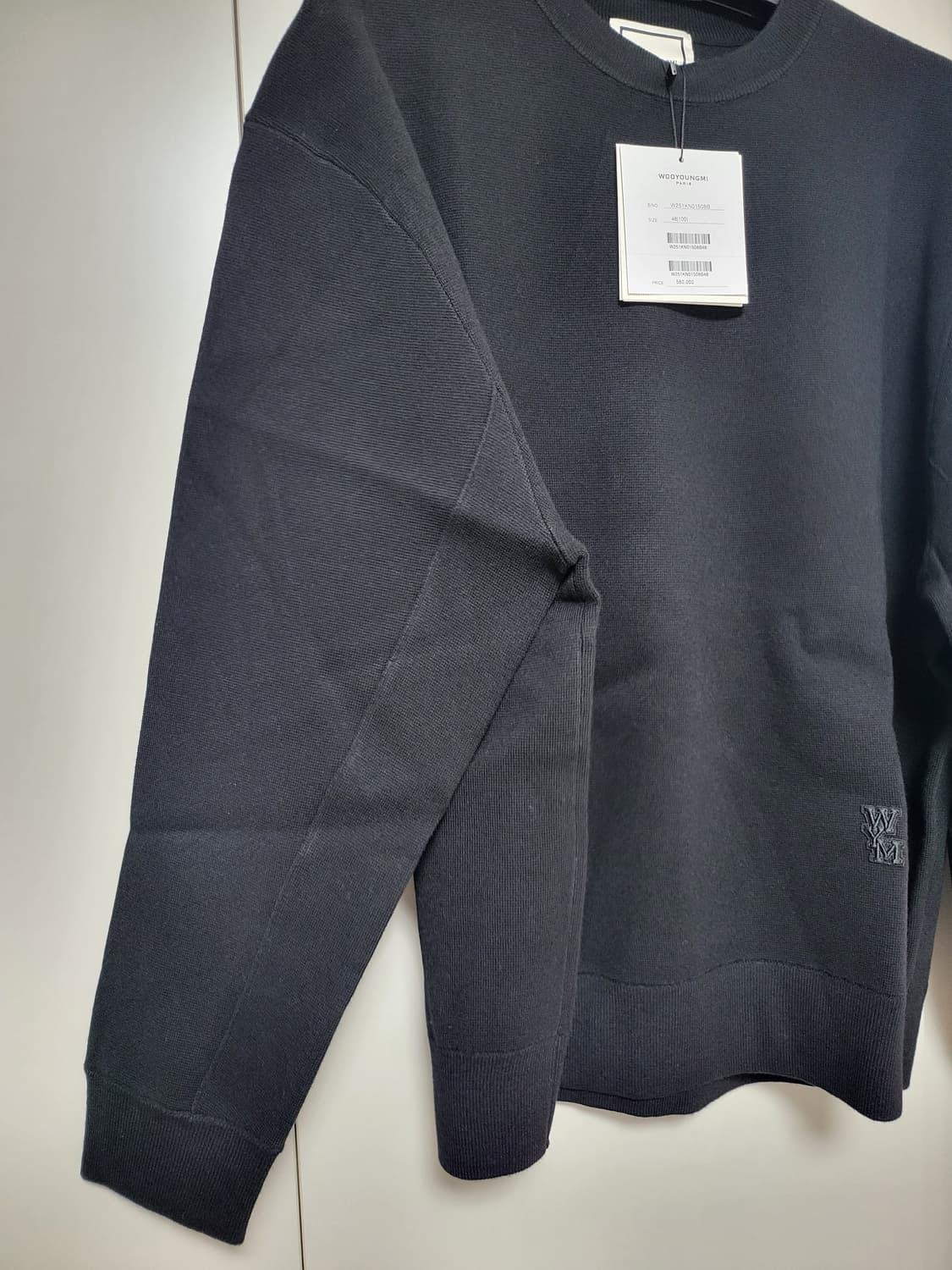 (새상품)우영미 라운드넥 울 스웨터 블랙(48) W251KN01508 상품이미지3