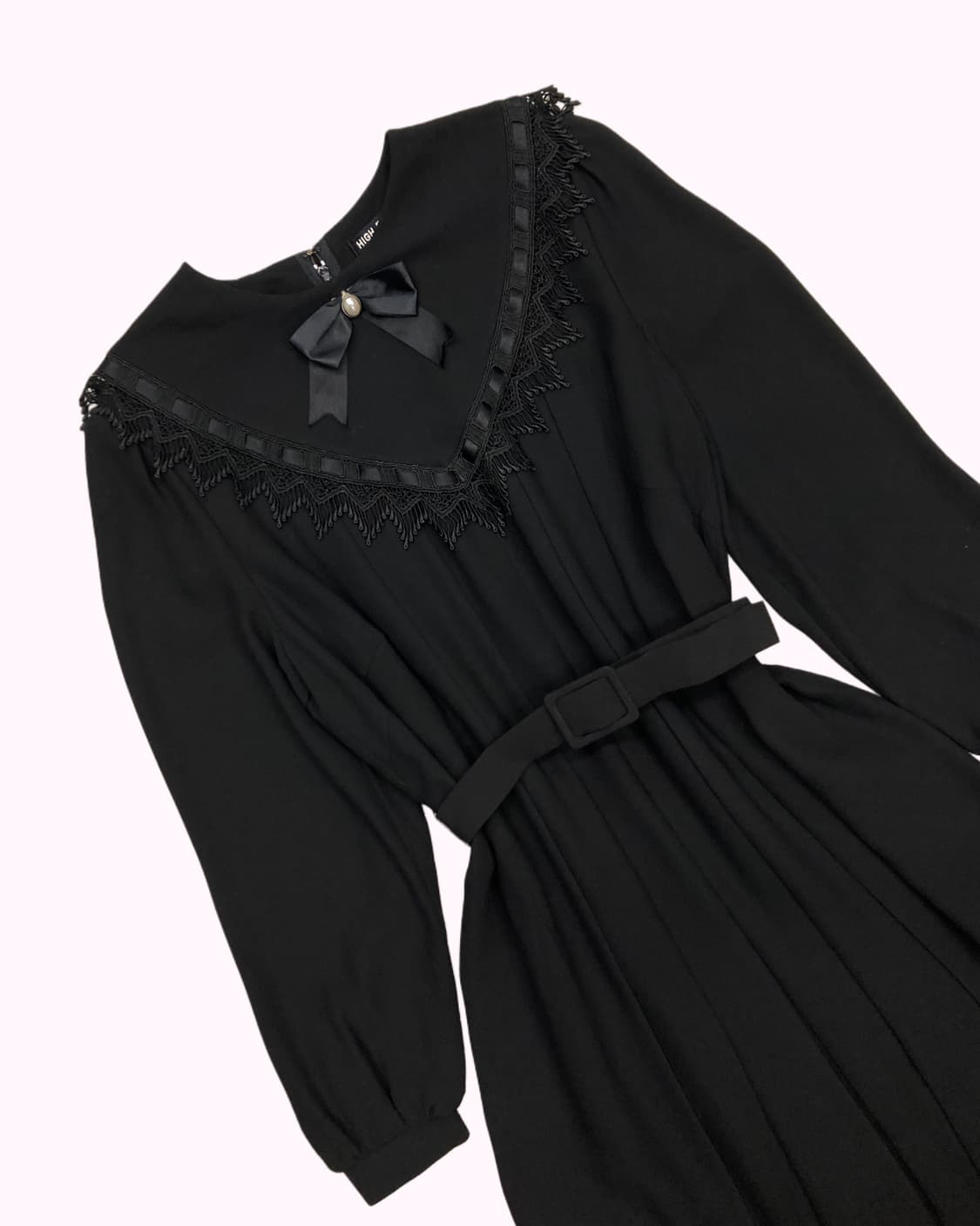 lace ribbon belted goth dress 상품이미지3
