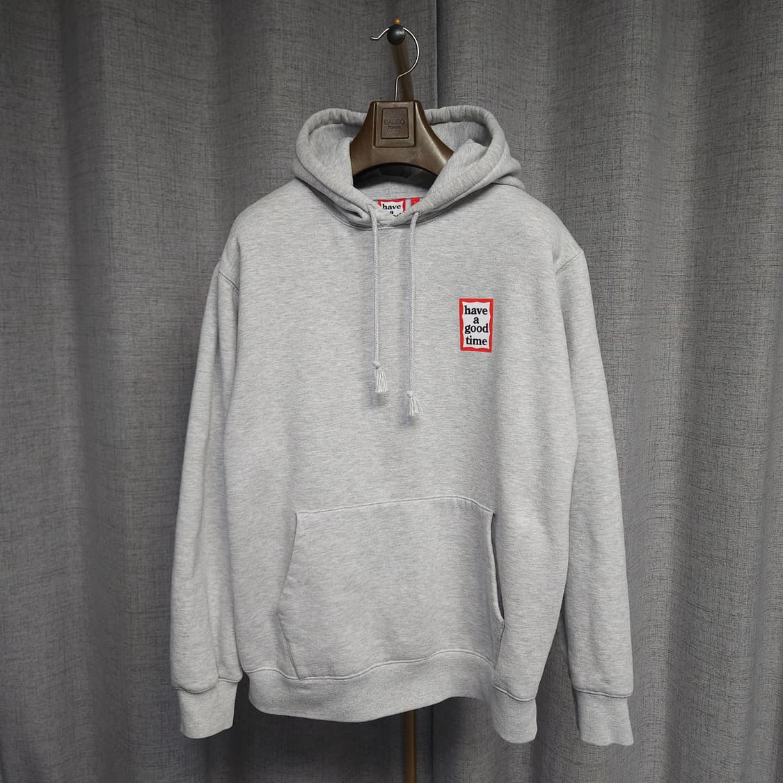 L ) 해브어굿타임 미니 로고 기모 오버핏 후드티 상품이미지2