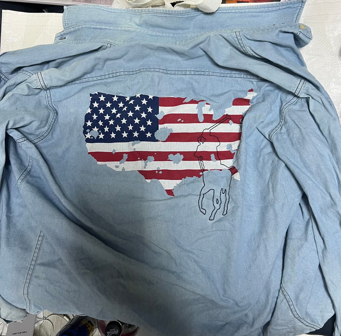 90s 폴로 데님 성조기 청남방 L 상품이미지6