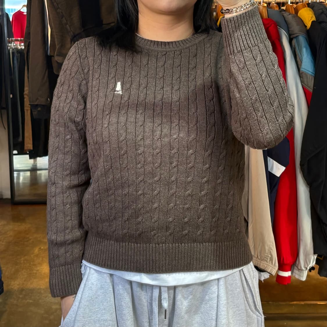 예일 케이블 브라운 니트 상품이미지1