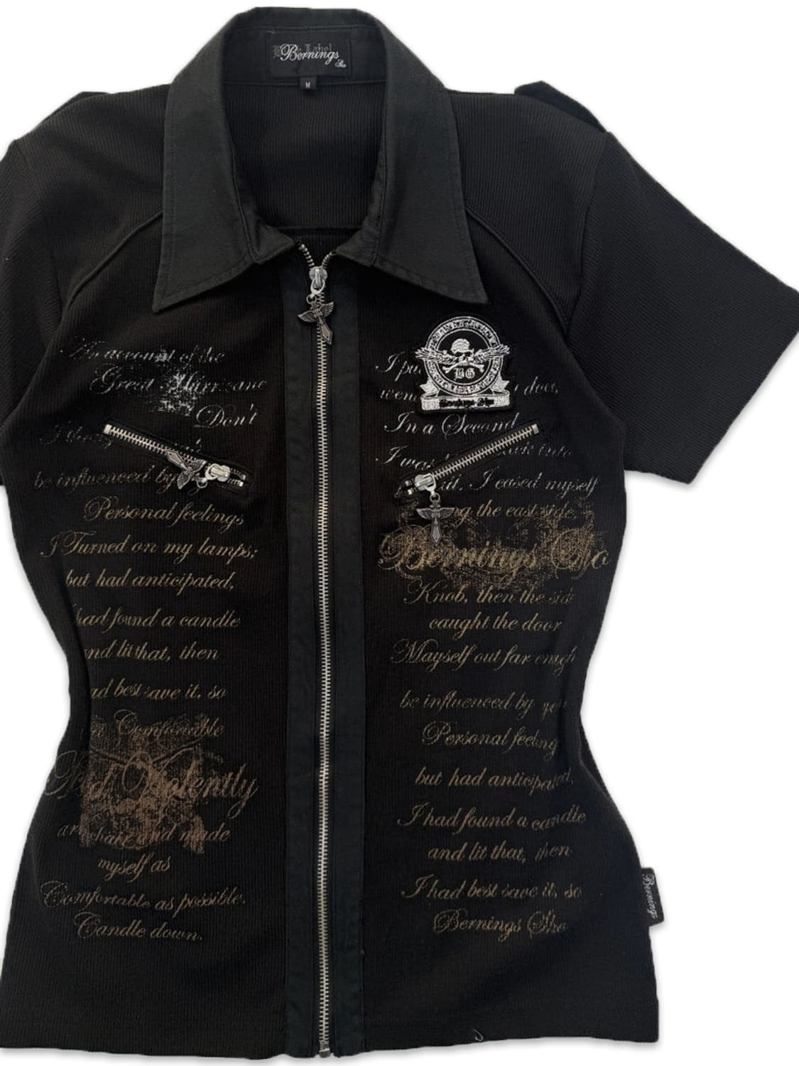 빈티지 Bernings Sho 블랙 레터링 고딕 펑크 집업 상품이미지2