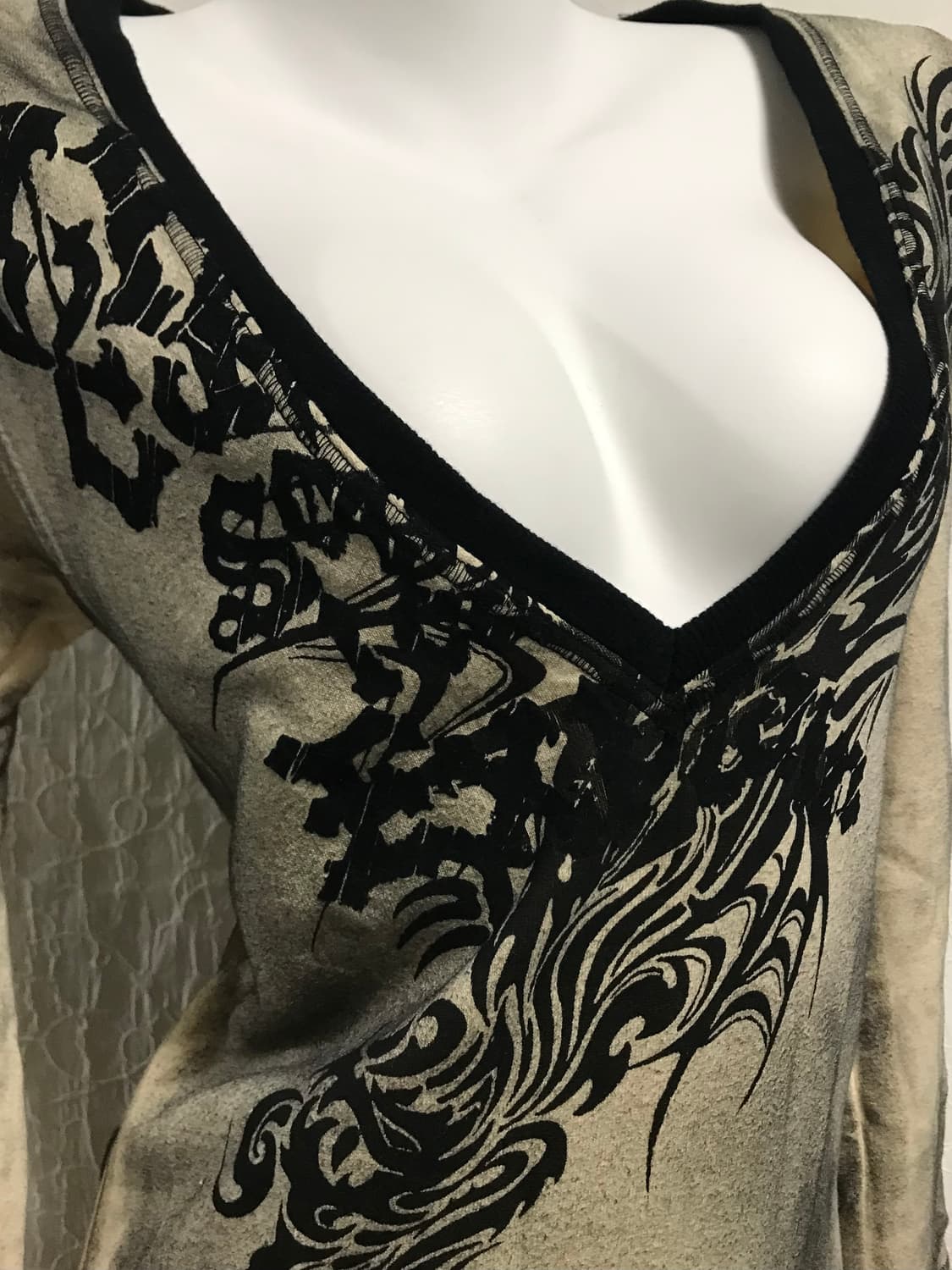 빈티지 알곤퀸즈 y2k 펑크 트라이벌 지퍼 워싱 롱슬리브 탑 원피스 상품이미지5