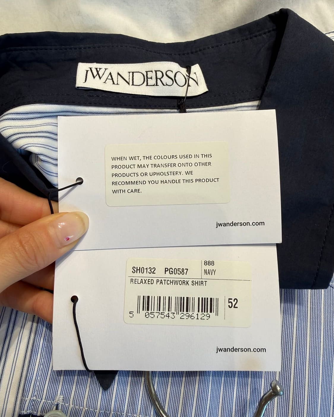 jw앤더슨 네이비 로고 자수 패치워크 셔츠 상품이미지8
