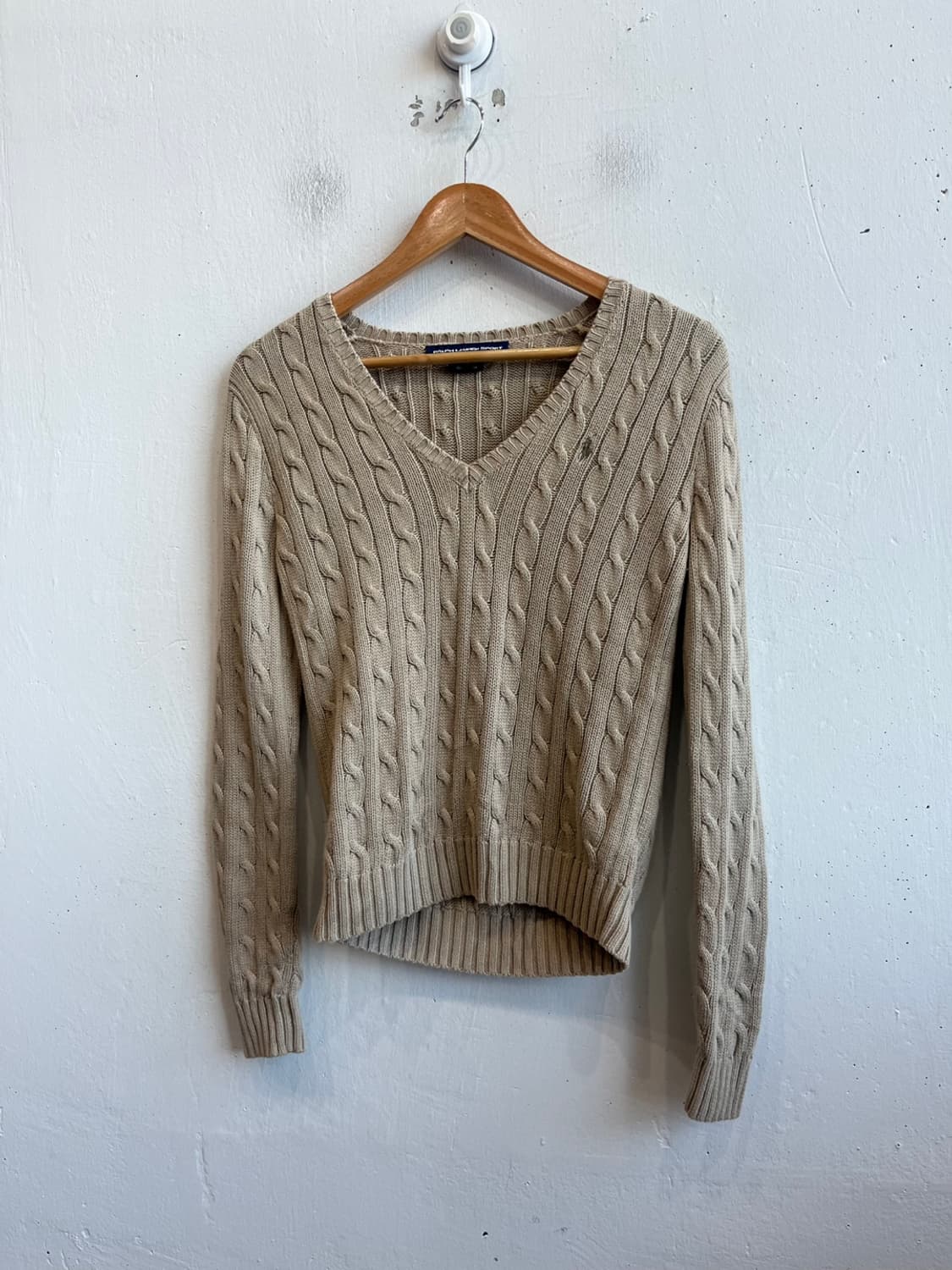 랄프로렌 케이블 브이넥 코튼 니트 우먼즈 상품이미지1