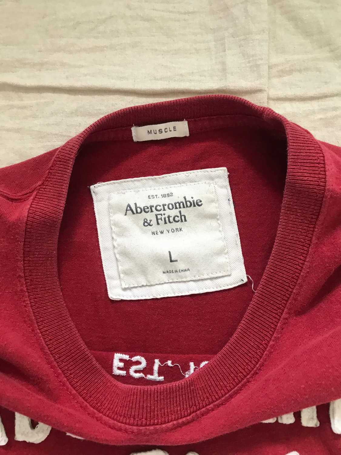 아베크롬비 중앙 자수로고 버건디 롱슬리브티 상품이미지7