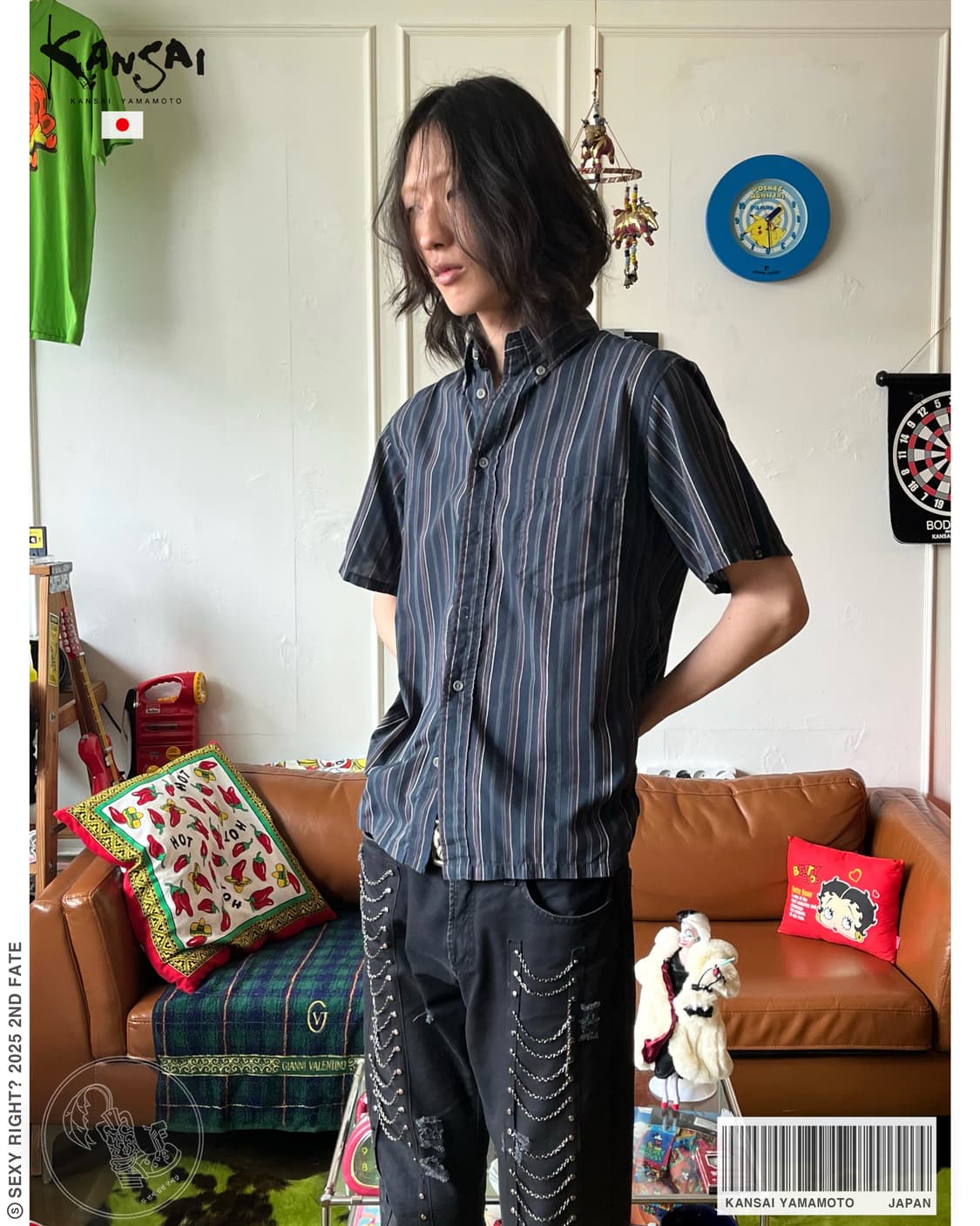 90-00s KANSAI YAMAMOTO 1/2 Stripe Shirt 상품이미지1