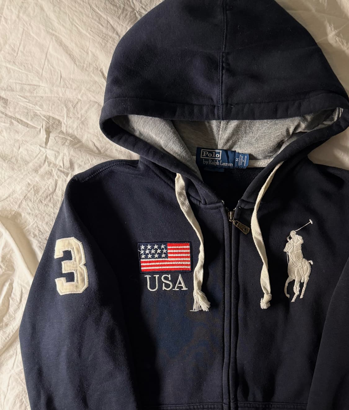 폴로 빅포니 성조기 후드집업 블랙 상품이미지1