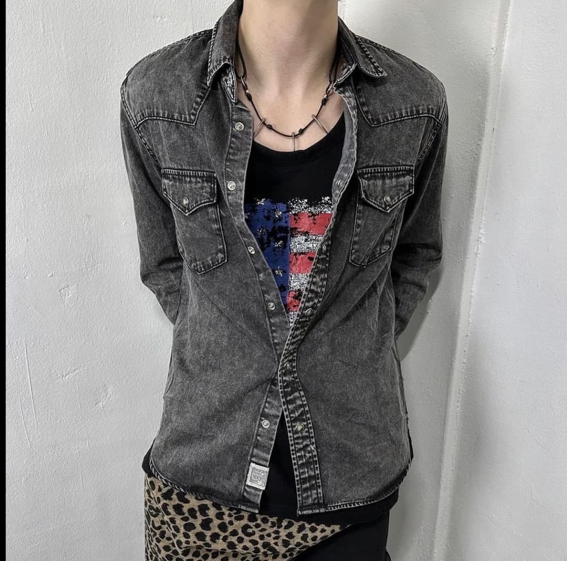 washing gray western shirts 상품이미지4