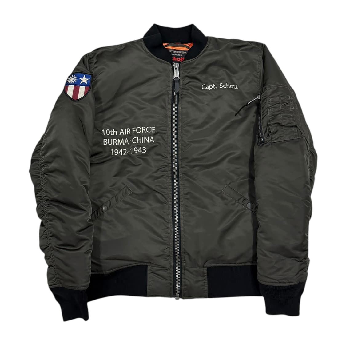 Schott 쇼트 MA-1 타이거 마원 자켓 점퍼 카키 XL 상품이미지2