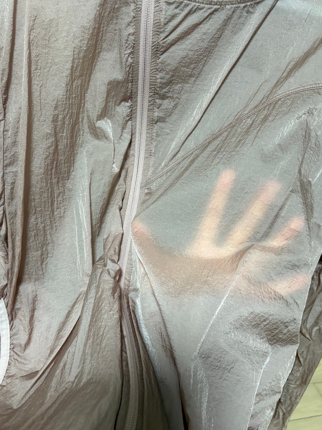 키이라 시스루 사선 바람막이 핑크 상품이미지4