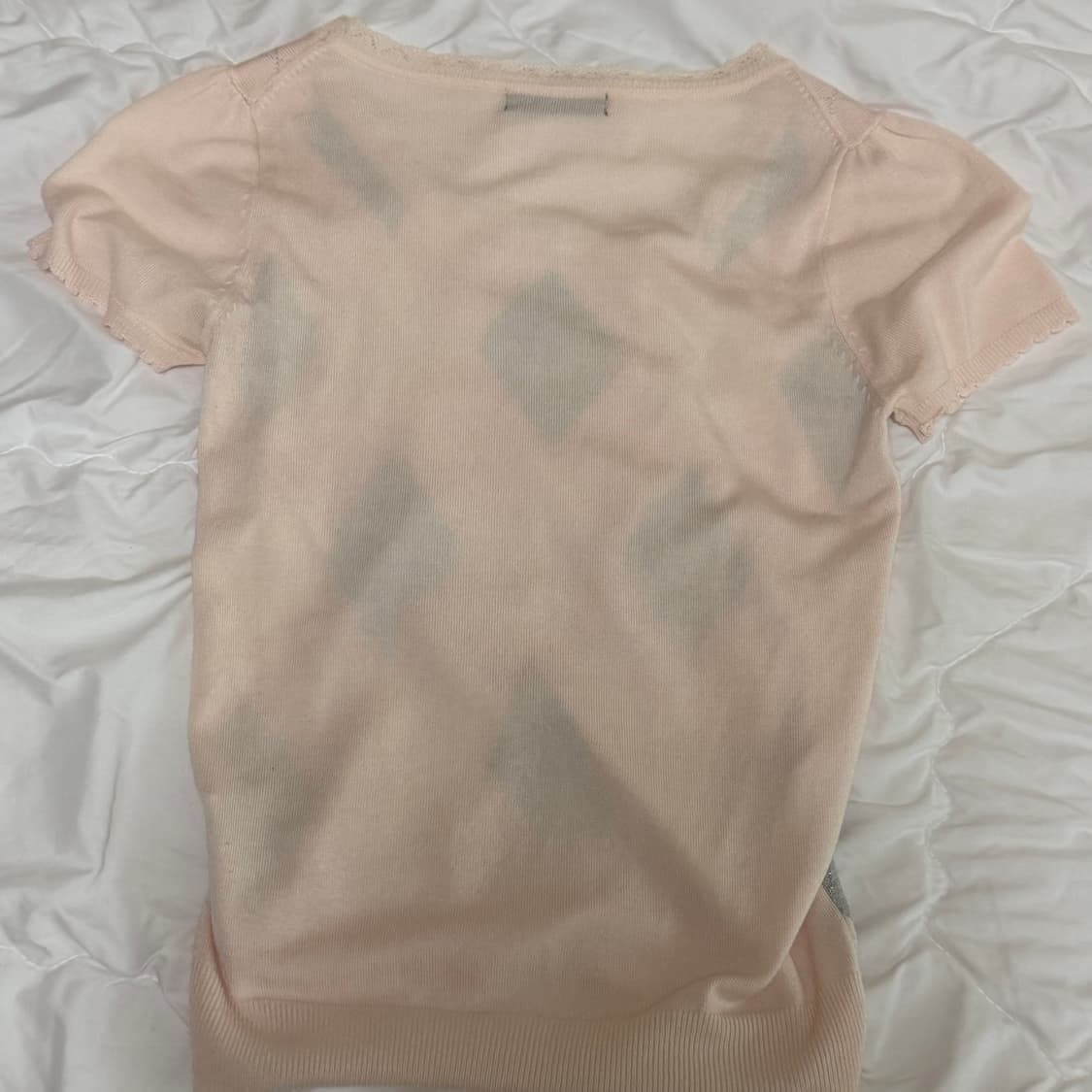 vino rouge 핑회 아가일 반팔 가디건 세트 상품이미지3