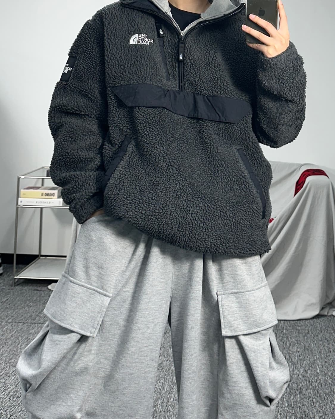 노스페이스 화이트라벨 딥그레이 후드 반집업 105 상품이미지3