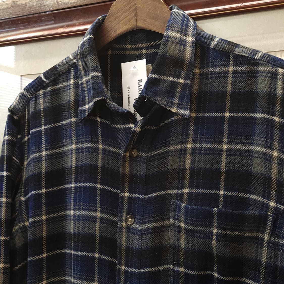 90s 아메리칸 빈티지 체크셔츠 플란넬 셔츠 워크셔츠 블루 m 상품이미지5