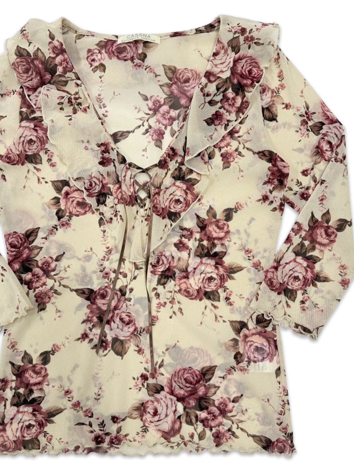 빈티지 프릴 시스루 로즈 블라우스 상품이미지2