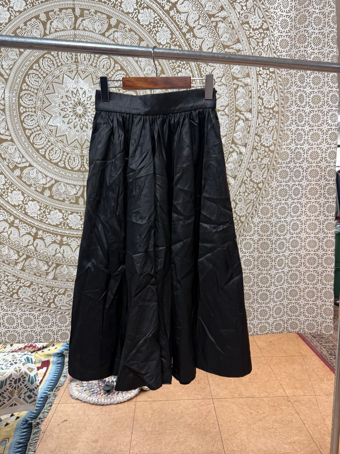 빈티지 여성 블랙 코팅 롱 스커트  상품이미지3