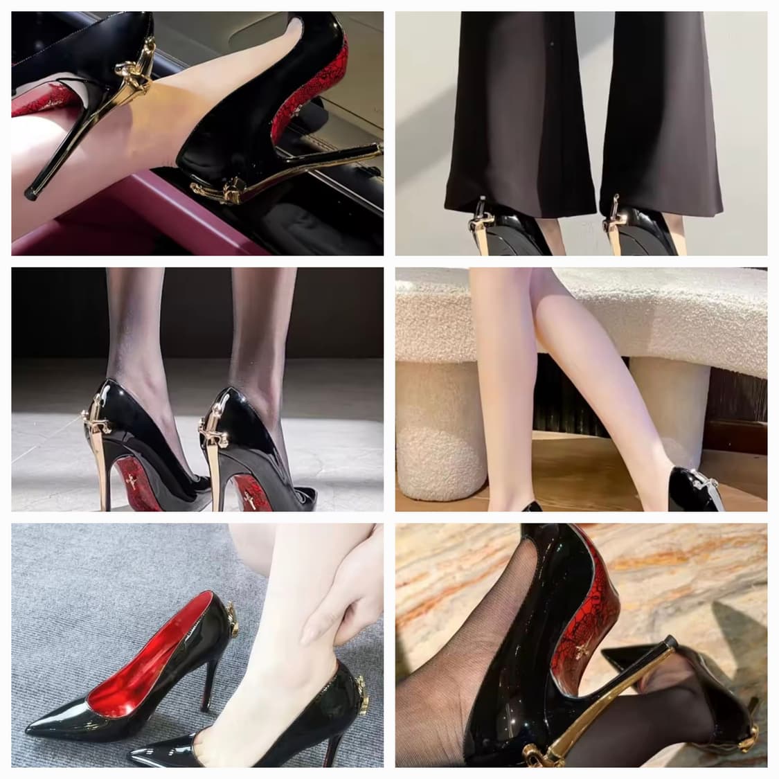 럭셔리 블랙 에나멜 스틸레토 하이힐 상품이미지2