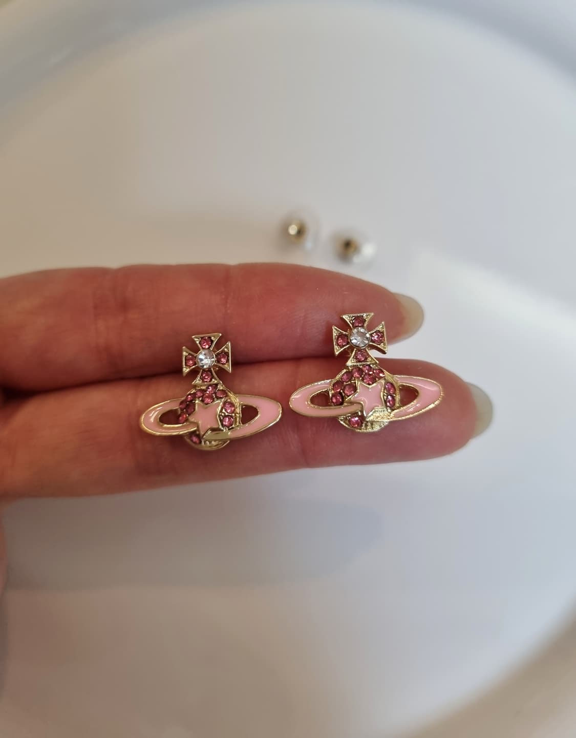 비비안웨스트우드 업사이클링 핑크스타 귀걸이 상품이미지6