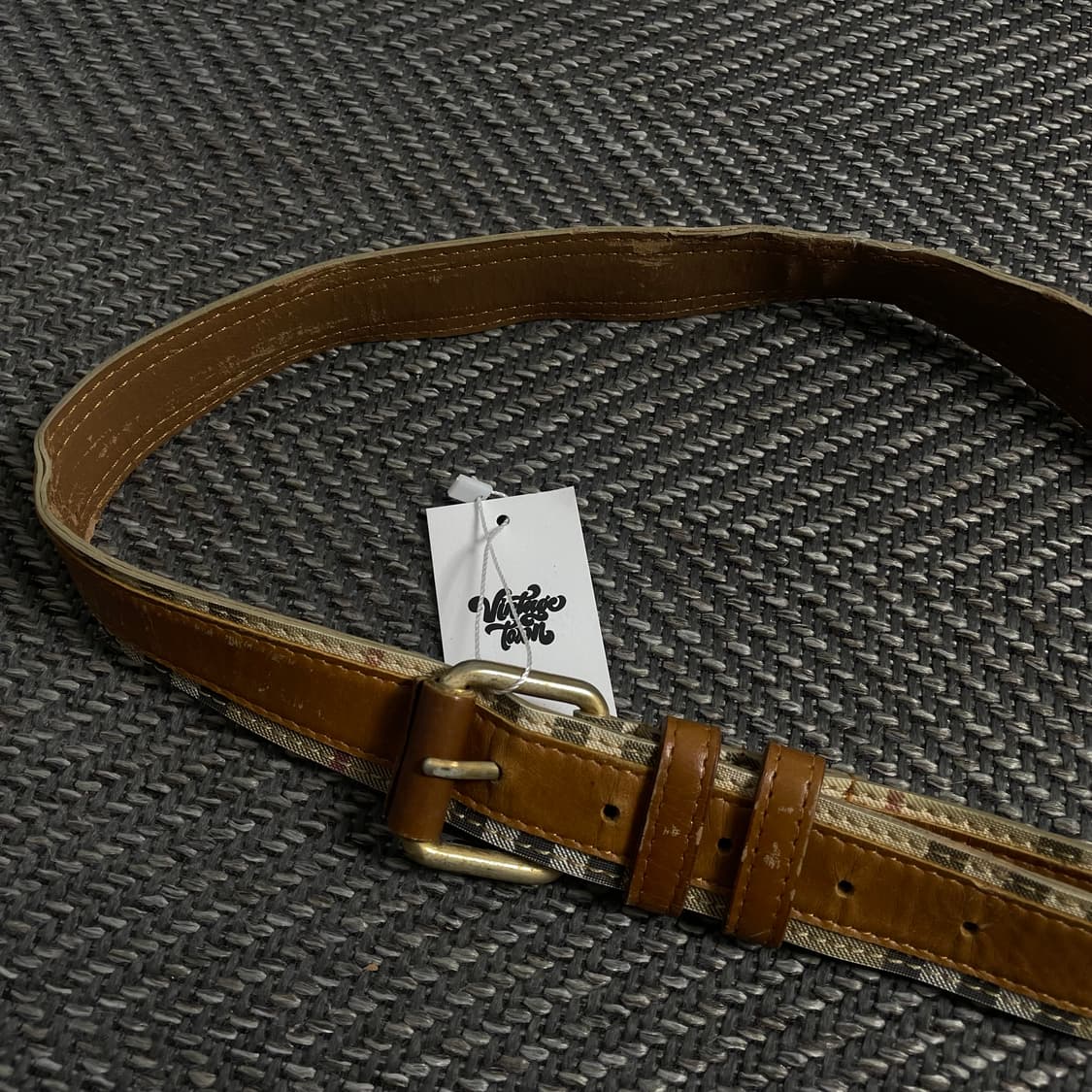 빈티지 웨스턴 체크 브라운 레더 벨트o 4258 상품이미지2
