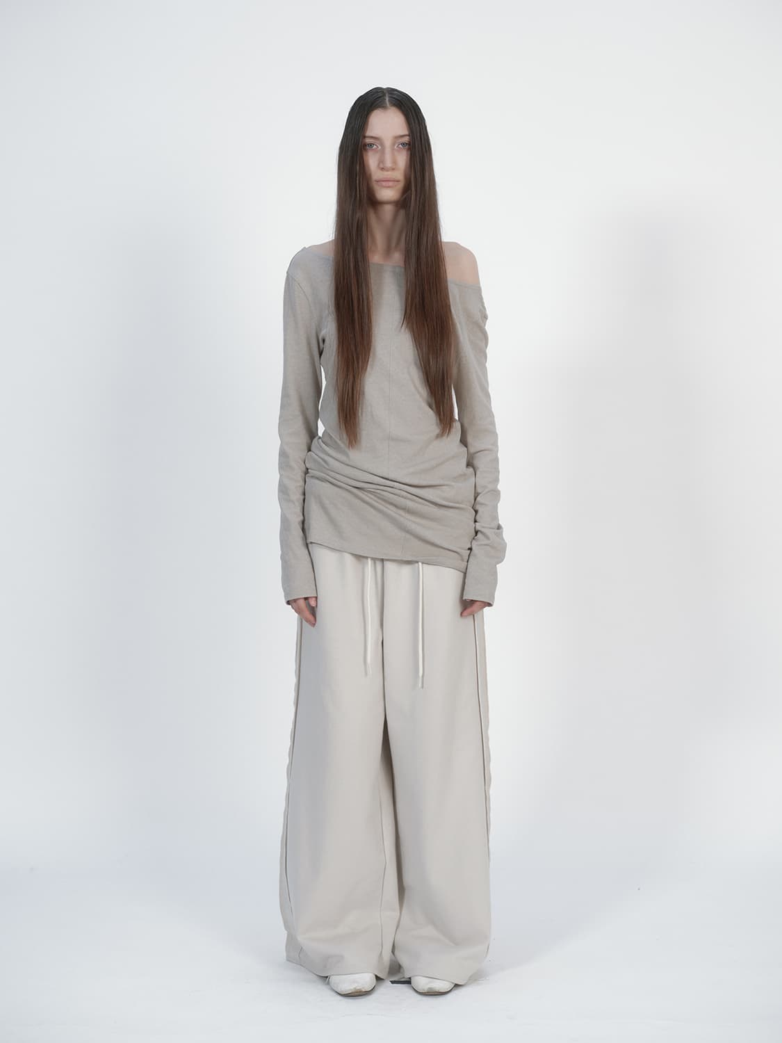 낫띵에브리띵 와이드 레그 스웻팬츠 베이지 상품이미지1