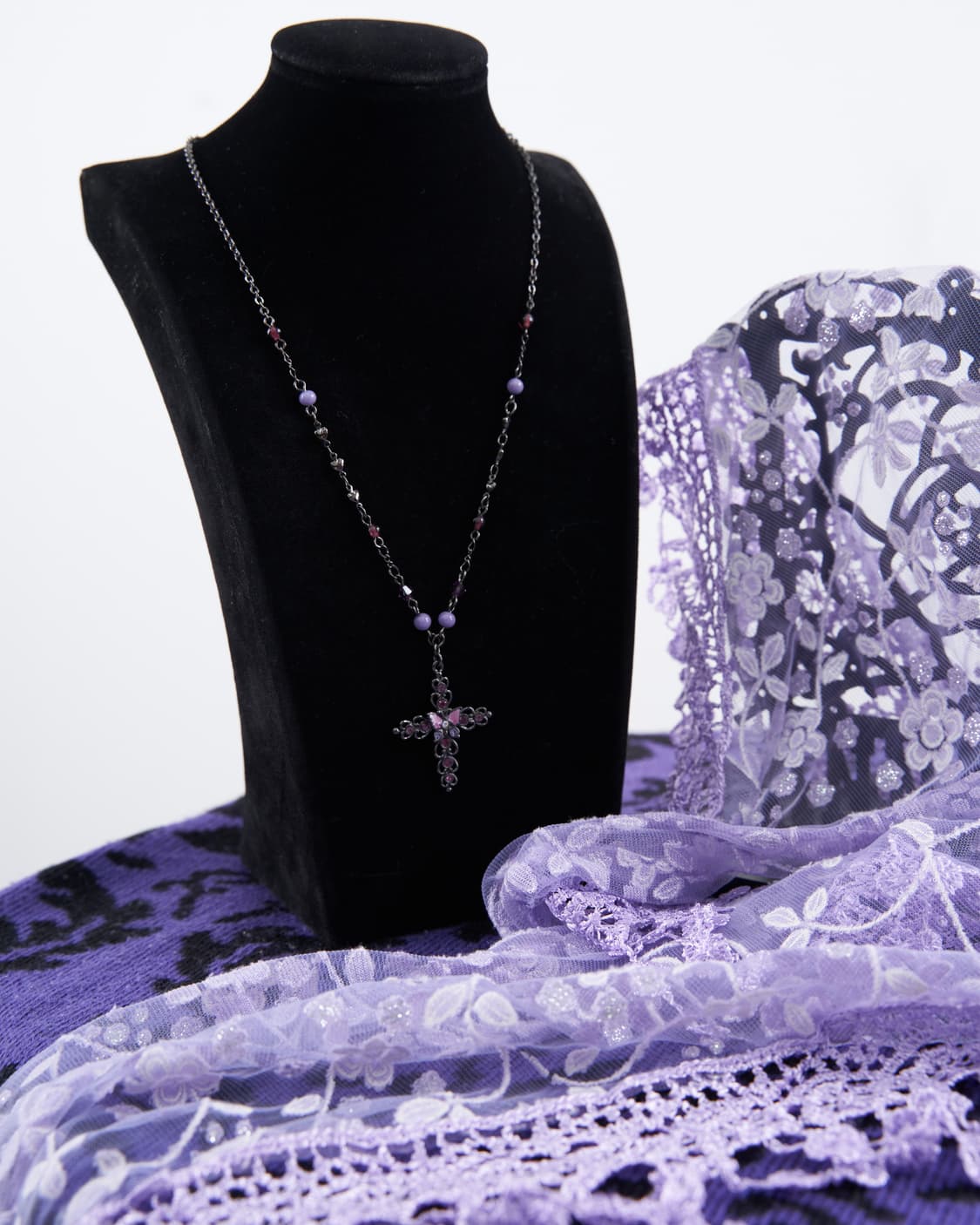 Anna sui  black&purple 버터플라이  크로스 목걸이 상품이미지1