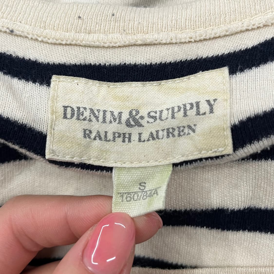 폴로 데님앤서플라이 스트라이프 흰검 화이트 블랙 긴팔 티셔츠 상품이미지5