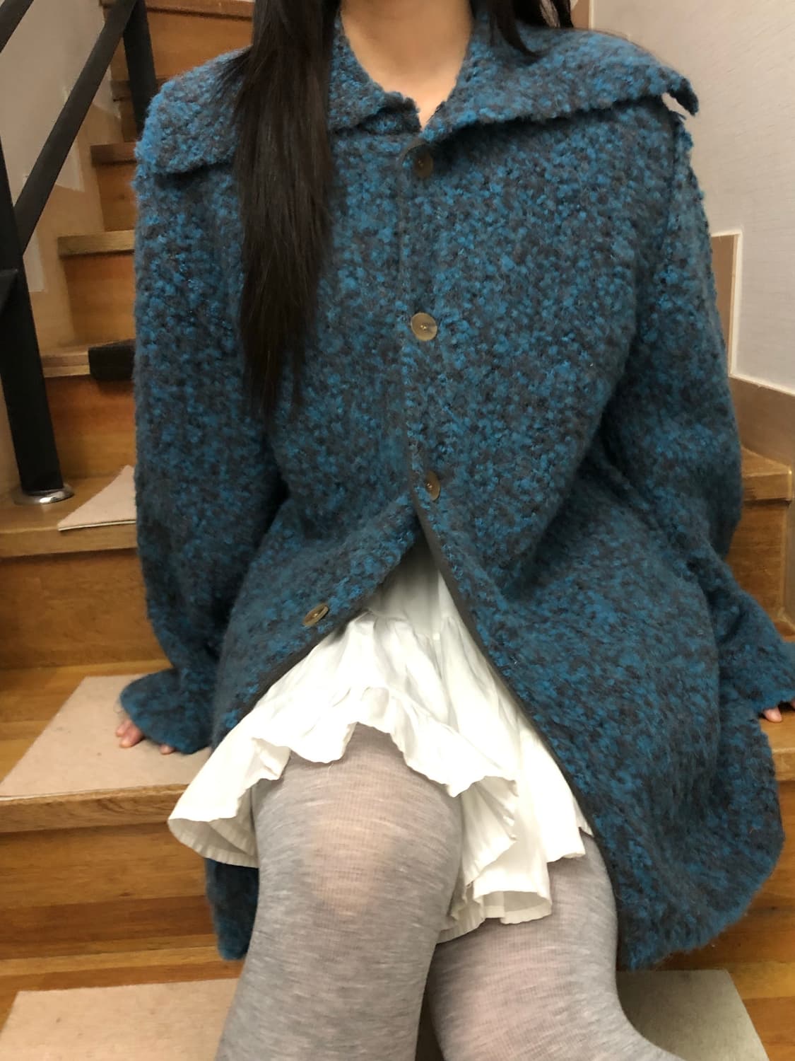 빈티지 블루 니트 롱 가디건 상품이미지1