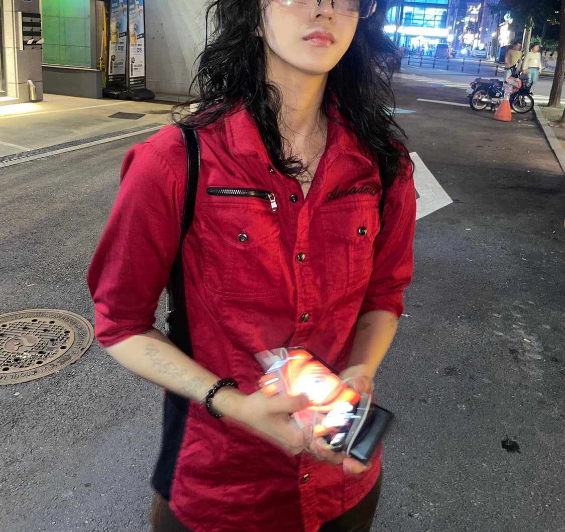 레드블랙 반팔 셔츠 상품이미지1