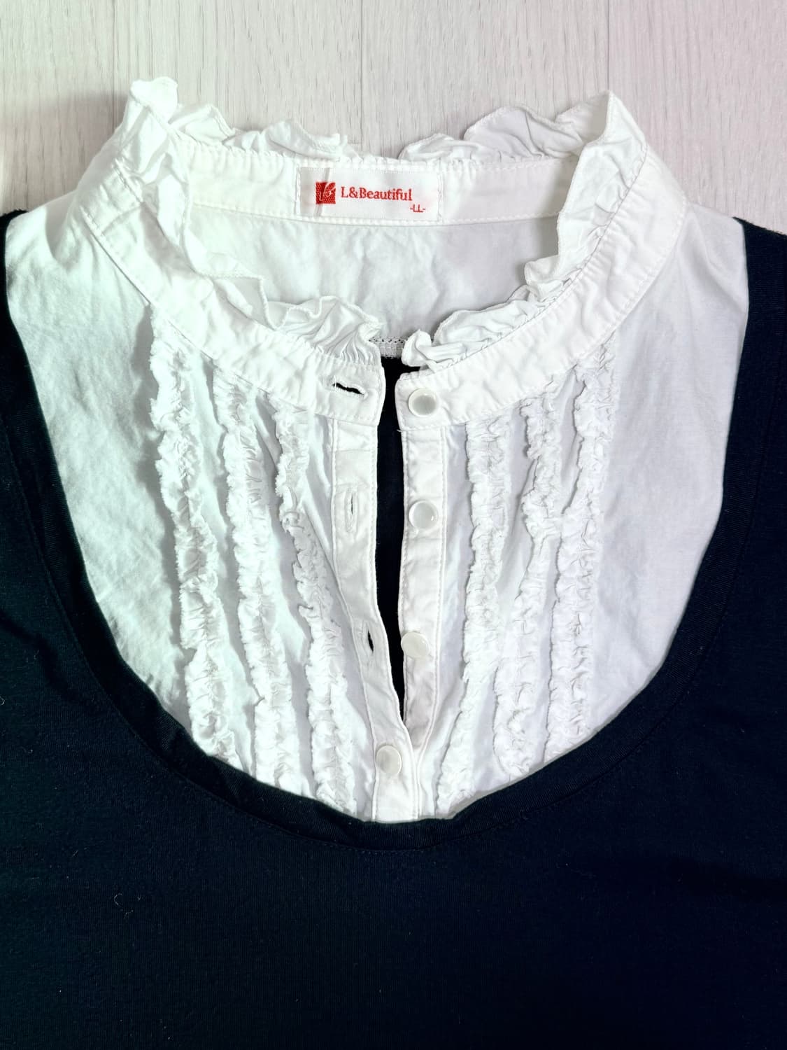 프릴 단추 셔츠 블러우스 티셔츠 상품이미지2