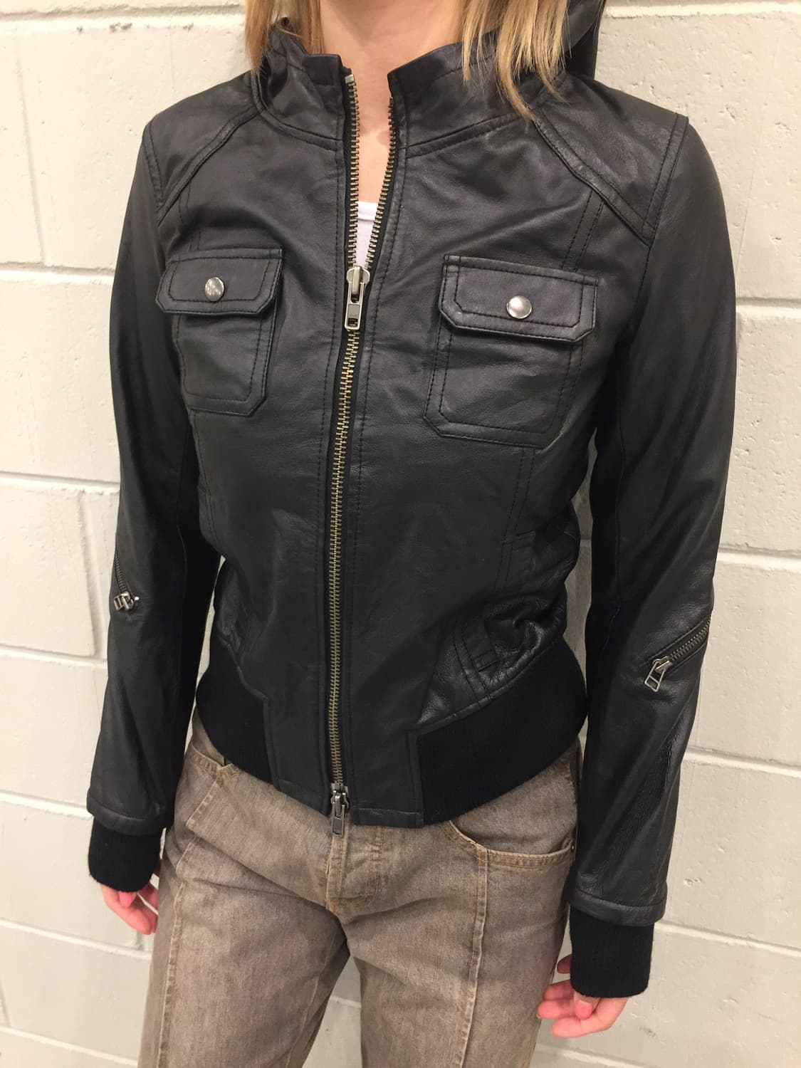 ozoc 레더 후드 자켓 상품이미지2