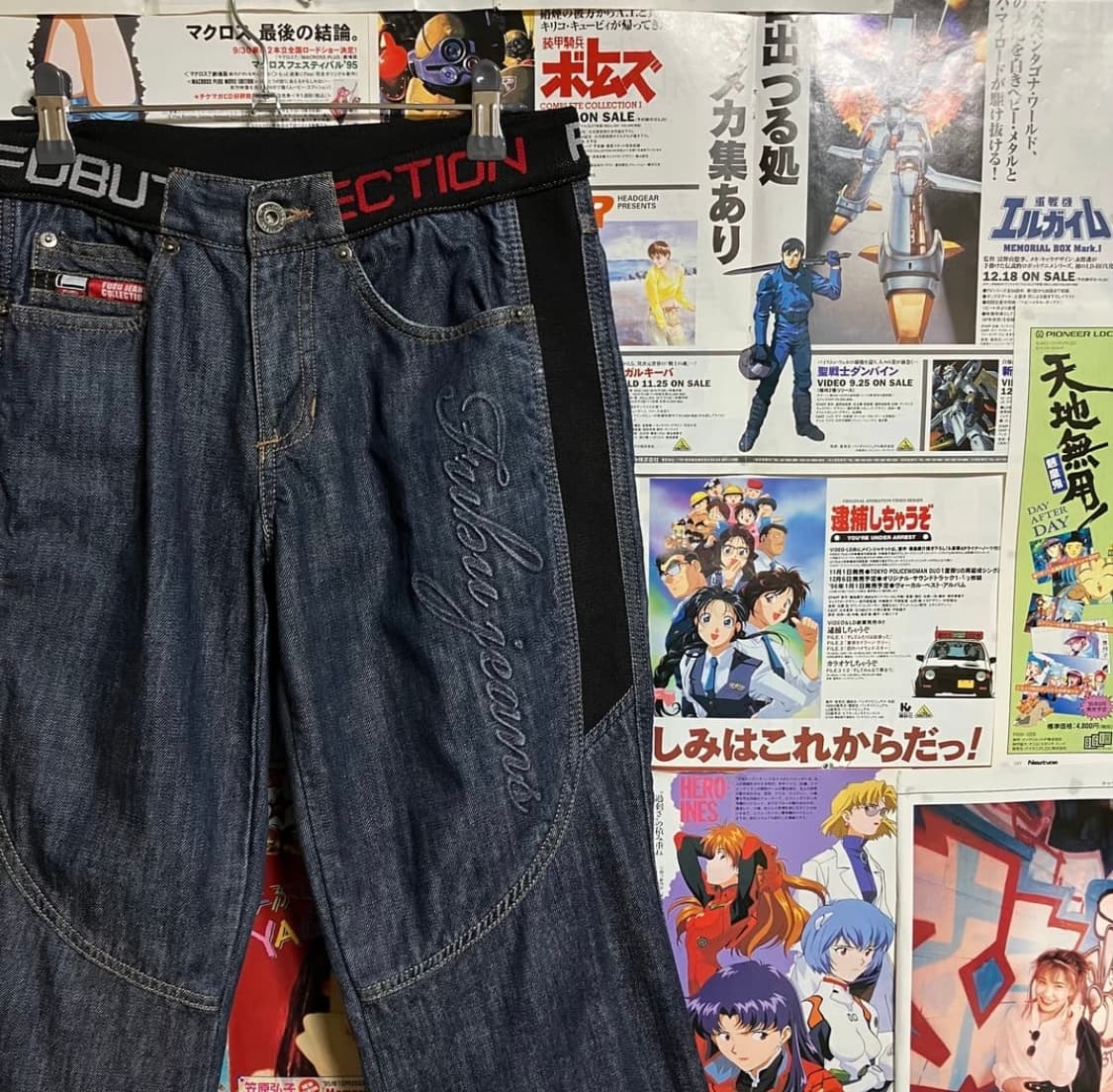 90‘s 올드스쿨 후부 Fubu 밴딩 데님 부츠컷 팬츠 y2k 갸루템 상품이미지5