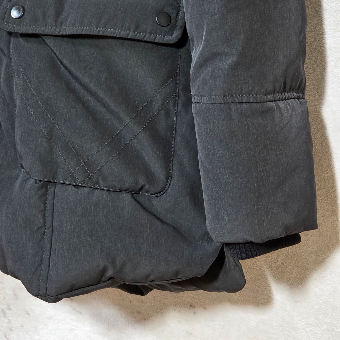 빈티지 카키 라쿤퍼 후드 덕다운 패딩 상품이미지3